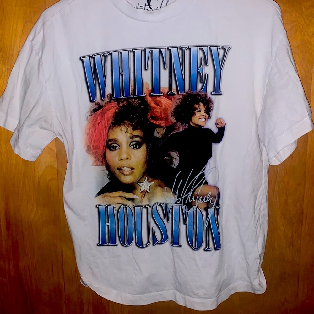 H&M Divided Woman’s White Whitney Houston Concert Graphic Short-sleeve Tee